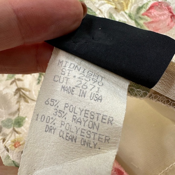 VTG 80s Midnight Glo Brocade Roses Puff Sleeve Bows Mini Dress S - Picture 8 of 9